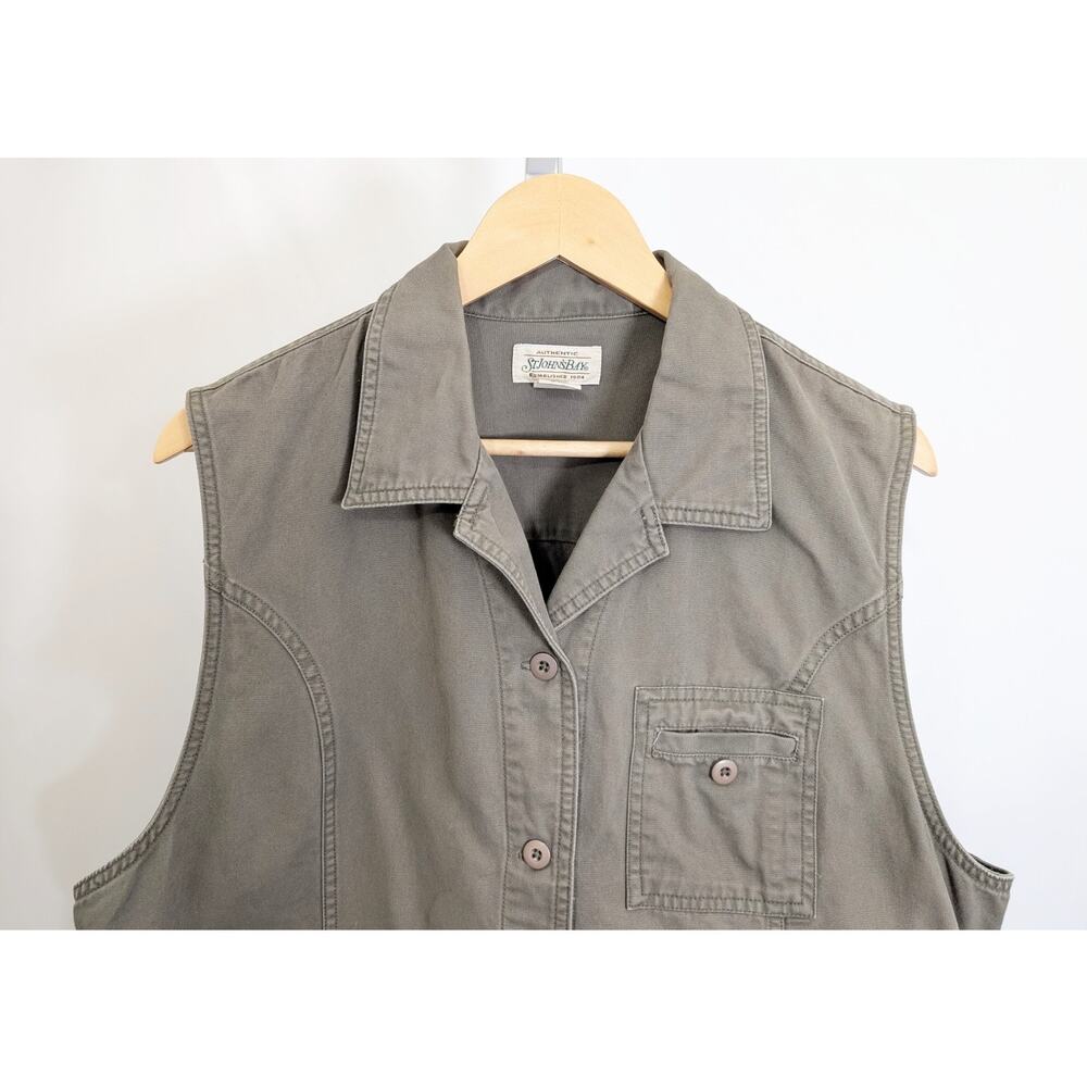 Vintage 90s Vest Surplus Green Button Front Misses Size XL - Picture 2 of 6